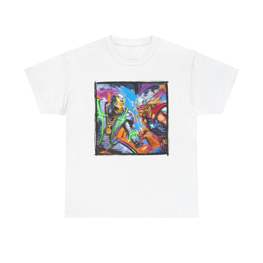 Ironman X Thor (Face Off) | Hip Hop Heroes | Graffiti | Unisex Heavy Cotton Tee