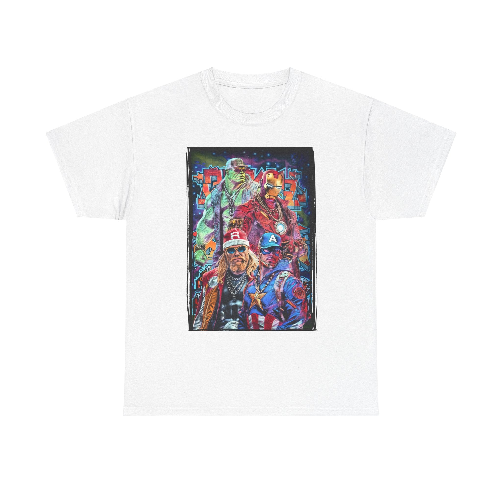 AvenGers | Hip Hop Heroes | Hulk, Ironman, Thor & Captain America Graffiti | Unisex Heavy Cotton Tee