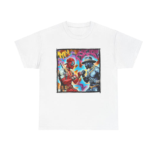 Panther Pool (Face Off) | Hip Hop Heroes | Deadpool & Black Panther Graffiti | Unisex Heavy Cotton Tee