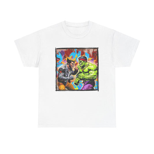 Wolvie X Hulk (Face Off) | Hip Hop Heroes | Wolverine & The Hulk Graffiti | Unisex Heavy Cotton Tee