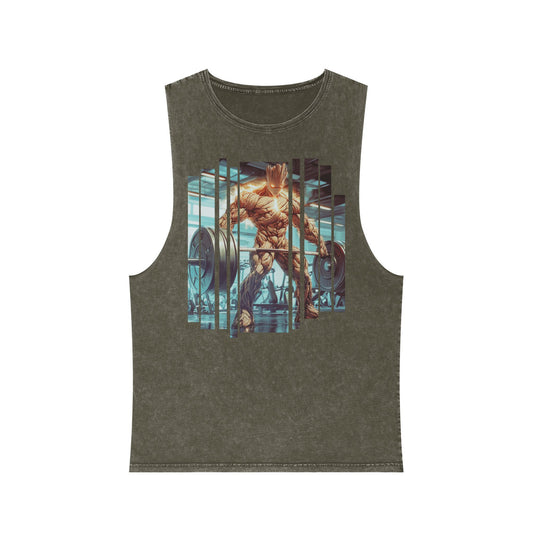 Groot | Body Building Boss | Unisex Stonewash Tank Top