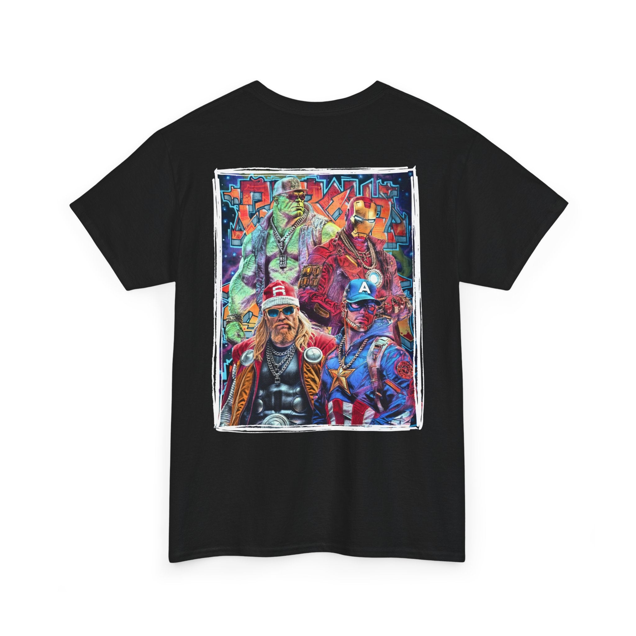 Avengers (Hip Hop Heroes) | Ironman, Captain America, Thor & The Hulk Graffiti | Unisex Heavy Cotton Tee