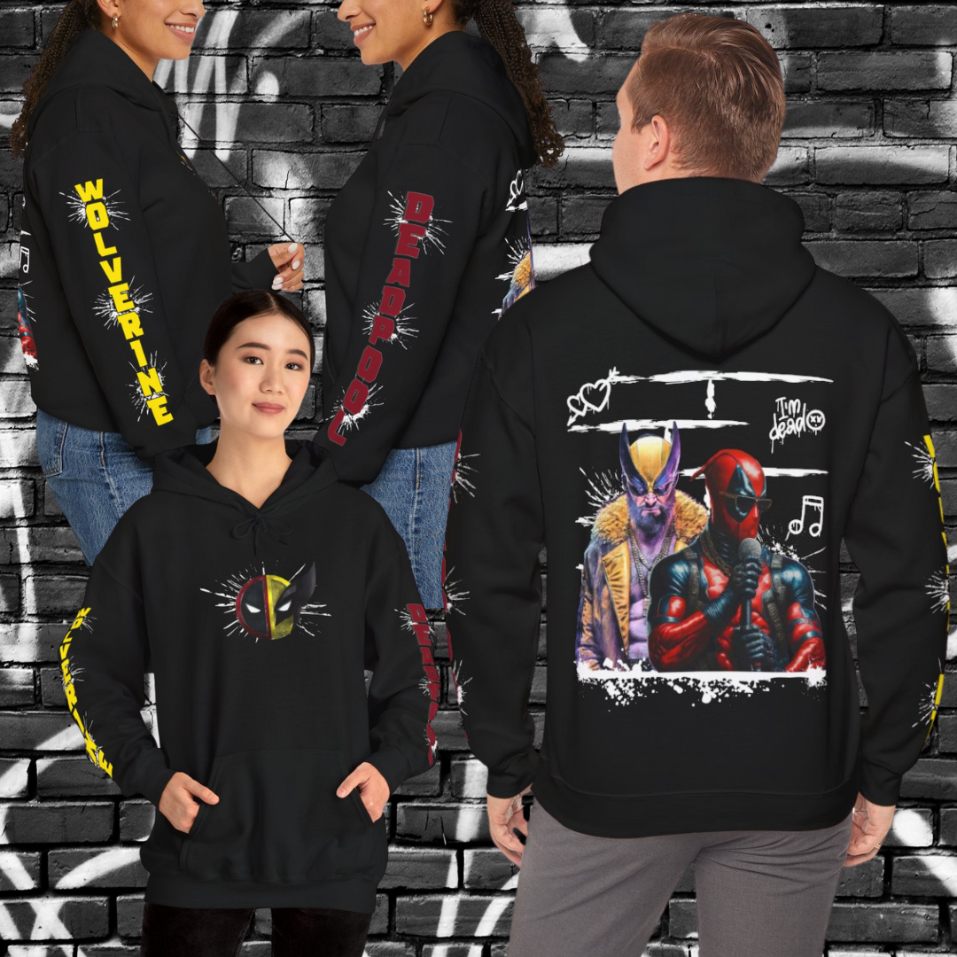 CoolPool & Wolvie (OG Rap) | Hip Hop Heroes | Deadpool & Wolverine Graffiti | Unisex Heavy Blend™ Hoodie