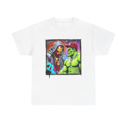 Iron Hulk (Face Off) | Hip Hop Heroes | Ironman & The Hulk Graffiti | Unisex Heavy Cotton Tee