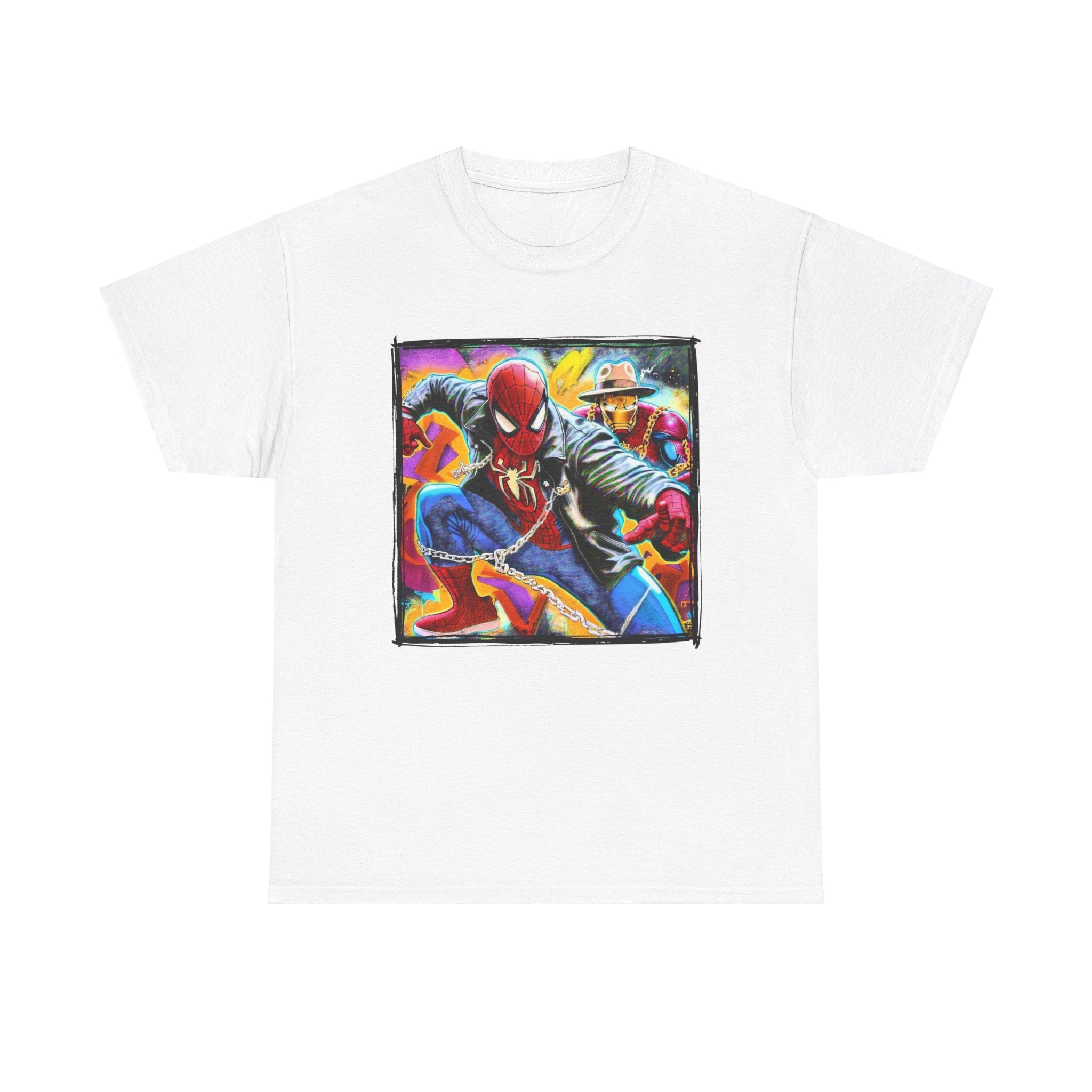 Iron Spidey (Bros) | Hip Hop Heroes | Spiderman & Ironman Graffiti | Unisex Heavy Cotton Tee