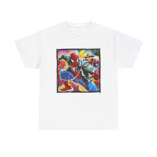 Iron Spidey (Bros) | Hip Hop Heroes | Spiderman & Ironman Graffiti | Unisex Heavy Cotton Tee