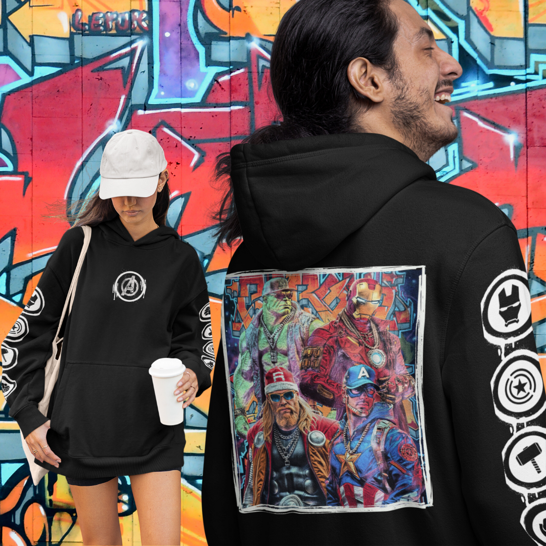 Avengers (Hip Hop Heroes) | Ironman, Captain America, Thor & The Hulk Graffiti | Unisex Heavy Blend™ Hoodie